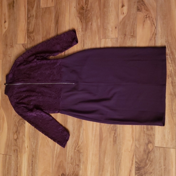 NWT Suzy Shier lace bodice dress mock neck 3/4 sleeve - Picture 3 of 4